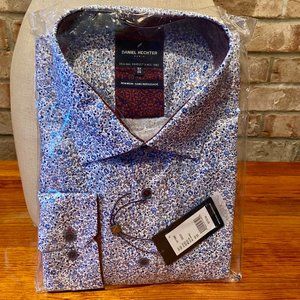 Daniel Hechter White & Blue Flower  Dress Shirt, Size 3X